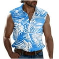 thumbnail image 2 of Nmnitkp Tank Tops Men Sleeveless Hawaiian Print Front Shirt for Men,High-Quality Fabric Mens Tank Top Button Down Shirts Sky Blue,XL, 2 of 5