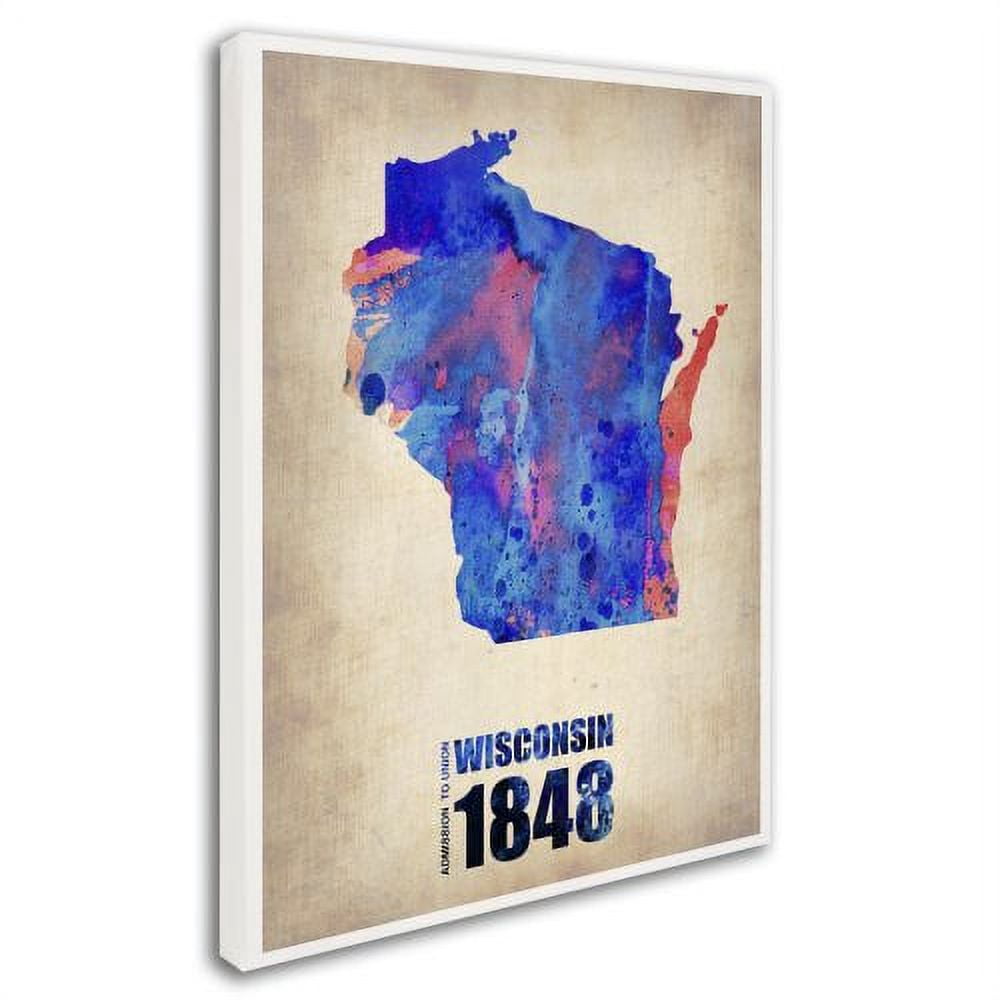 Trademark Fine Art "Wisconsin Watercolor Map" Canvas Art by Naxart