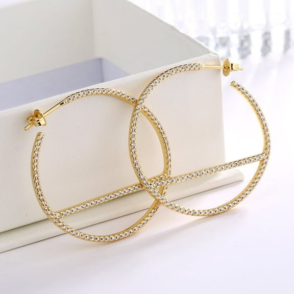 14K Gold Plated Hoop over Sterling Silver earrings with posts and crystals from Swarovski