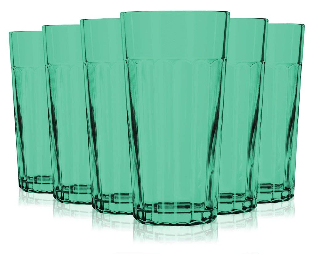 Aqua Libbey Full Accent 24 oz Jumbo Cooler Glasses Set of 6 by