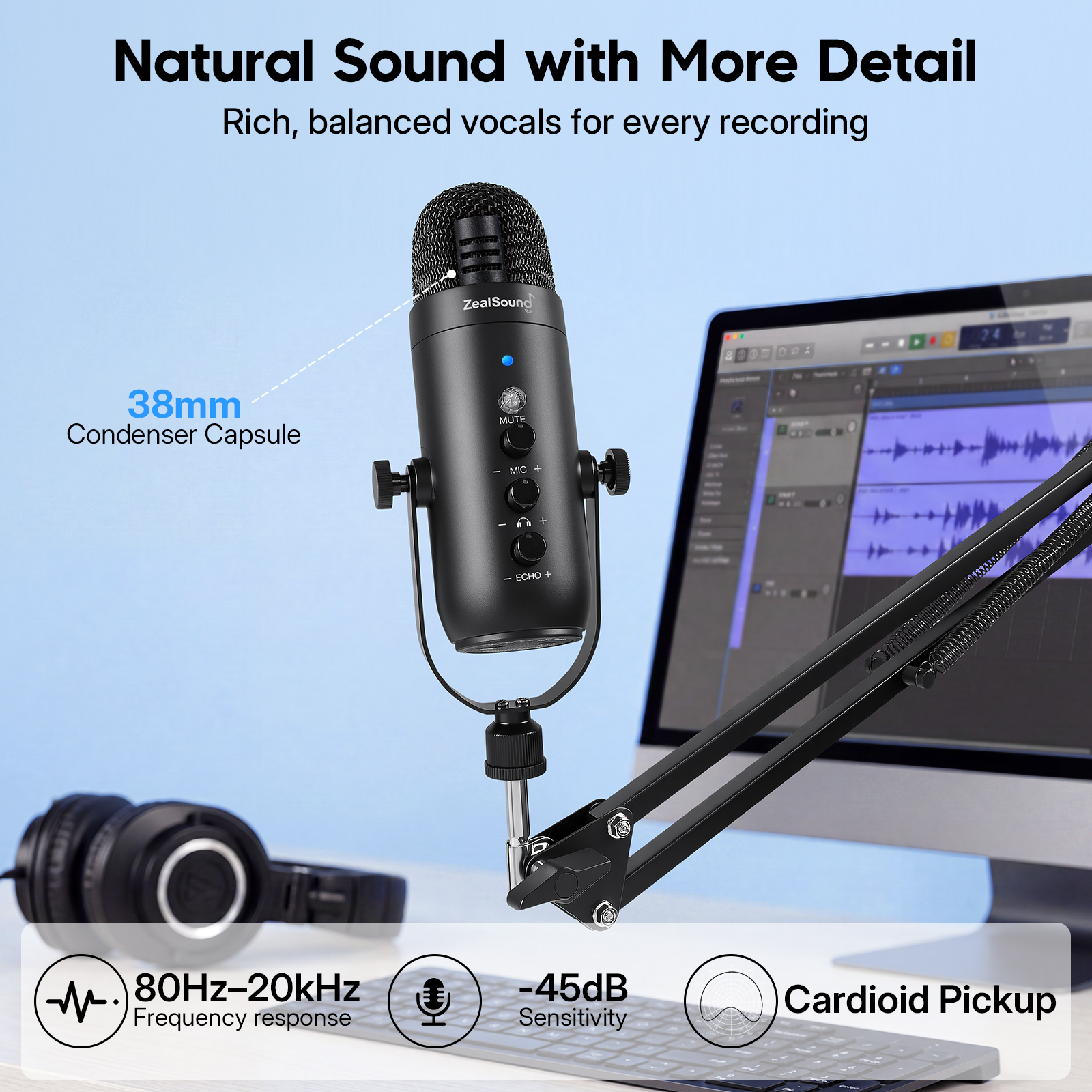 ZealSound Gaming Microphone Kit with Boom Arm and Controls photo 2