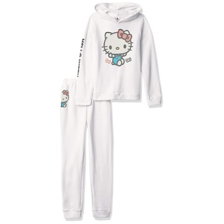 Hello Kitty Girls' Hooded Fleece Sweatshirt and Jogger Pant, Bright ...