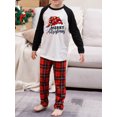 thumbnail image 6 of Christmas Family Pajamas Matching Set, Long Sleeve Letters Print T-shirt with Plaid Pants Sleepwear Loungewear, 6 of 7