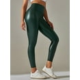 thumbnail image 5 of CHICTRY Womens Wetlook High Waist Leggings Push Up Stretchy Slim Fit Yoga Gymnastics Training Pants Green 4XL, 5 of 7