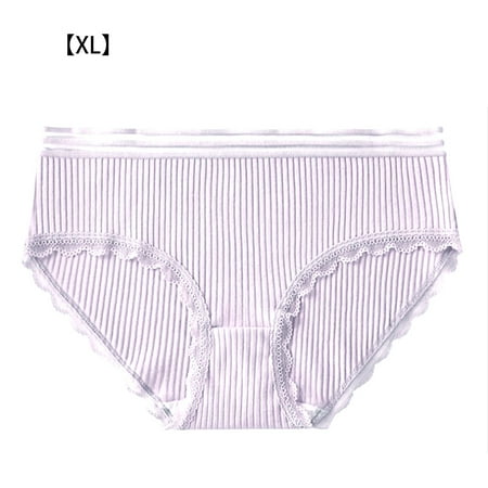 TureClos Women Cotton Underwear Girl Breathable Briefs Moisture Wicking Elastic Panty with Lace Edge