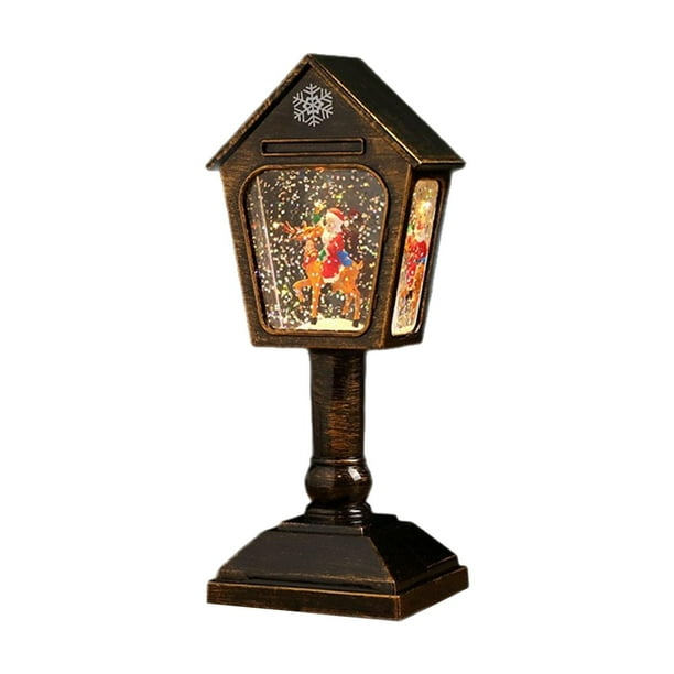 Caja de música navideña, globo de nieve navideño, adorno de escritorio, farol de temporada. Bronce