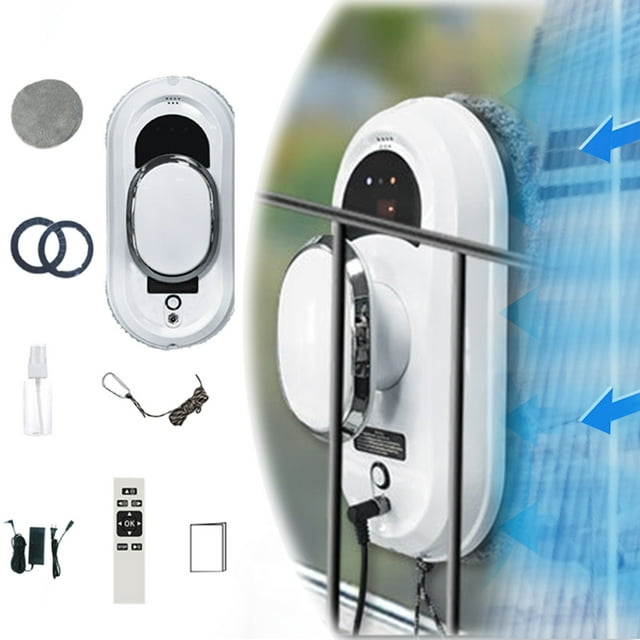 WIFKLSIIPG Robot de Nettoyage de Fenêtres 5600Pa Robot Automatique de Nettoyage de Fenêtres avec Trois Modes de Nettoyage Système de Navigation Intelligent avec Télécommande et 10 Chiffons pour Tous les Types de Surfaces Lisses