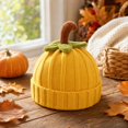 thumbnail image 6 of Baby Halloween Pumpkin Beanie Warm Knit Hat Cuffed Soft Skull Cap for Fall Winter Festive Parties and Cold Weather Wear for Infants Toddlers and Kids Yellow One Size, 6 of 7