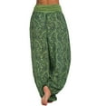 thumbnail image 4 of Womens Plus Size Pants Boho Casual Pants Women Button Harem Loose Leg Pants Pocket Wide Print Women Casual Pants Green S, 4 of 4