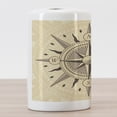 thumbnail image 3 of Compass Ceramic Toothbrush Holder, Vintage Exploration Windrose Design with Tan Background Abstract Elements Theme, Decorative Versatile Countertop for Bathroom, 4.5" X 2.7", Tan Taupe, 3 of 4