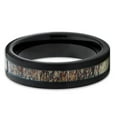 thumbnail image 2 of 6mm Black Tungsten Carbide Wedding Ring Deer Antler Insert Unique Comfort Fit Mens Womens Band 10, 2 of 3