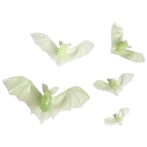 Glow in The Dark Halloween Bats, 5 Assorted Size Hanging Bats with Attached Ropes, Long Lasting Luminous Spooky Bat Decorations for Indoor and Outdoor Halloween Party Decor, Yard
