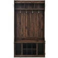 thumbnail image 3 of EUROCO 70.8" Entryway Hall Tree with Storage Bench and Coat Rack, 6 Hooks, 3 Shelves for Hallway Living Room Bedroom Home,Tiger, 3 of 6