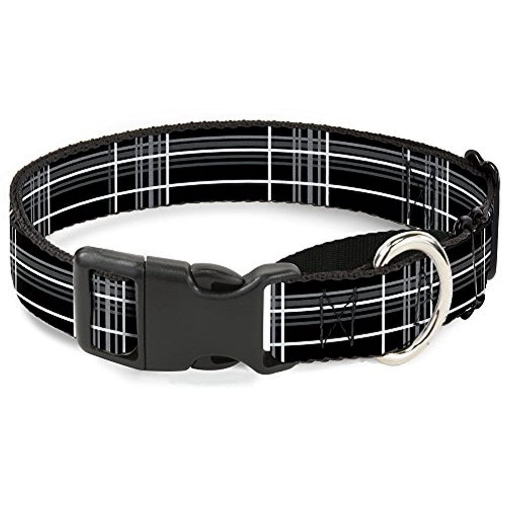 Buckle-Down Plaid Black Red Martingale Dog Collar