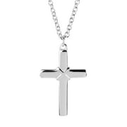 Polished Cross Pendant Stainless Steel Necklace (17mm) - 24"