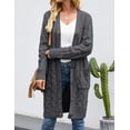 thumbnail image 5 of Womens Long Sleeve Cable Knit Long Cardigan Open Front Button Sweater Outerwear, 5 of 5