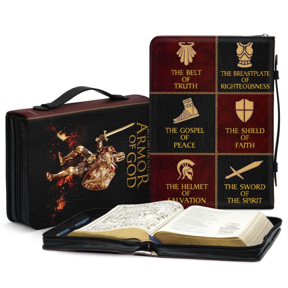 Funda grande de piel con diseño de la armadura de Dios, diseño de la armadura de Dios, diseño de la Biblia