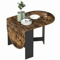 thumbnail image 2 of Folding Dining Table, Rustic Brown, Drop Leaf Design (3 Setups), 6-Person Capacity, Adjustable Length, Easy Clean Melamine Surface, Sturdy Alloy Steel Hinges, 2 of 7