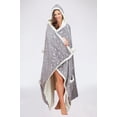 thumbnail image 4 of Chic Home Ansen Snuggle Hoodie Leaf Pattern Metallic Print Robe Cozy Super Soft Ultra Plush Micromink Sherpa Lined Wearable Blanket with 2 Pockets Hood Button Closure - 51x71” Grey, 4 of 4