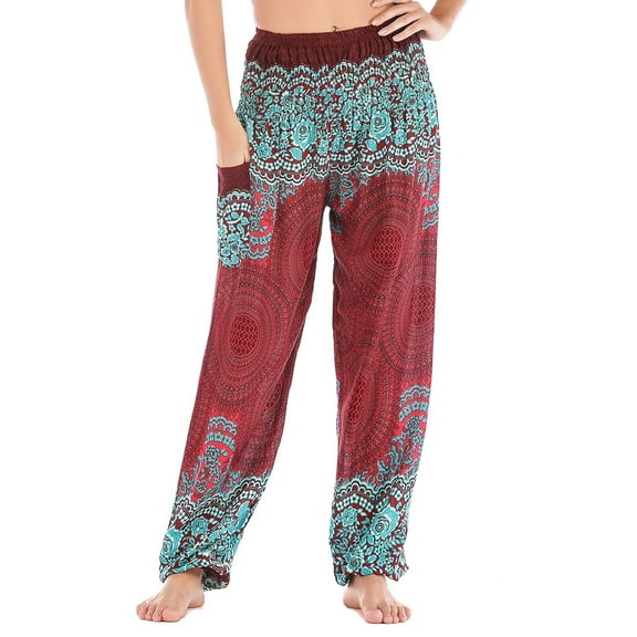 Jdlsppl Women's High Waisted Pants Long Yoga Pants Track Boho Ankle Soft Lounge Elastic Waist Casual Pants Style1 Small-X-Large