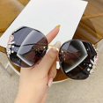 thumbnail image 2 of Luxury Fashion Oversized Rimless Sunglasses Women Fashion Design Big Frame Diamond Square Sun Glasses For Female, 2 of 5