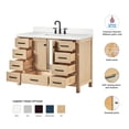 thumbnail image 3 of ARIEL 48'' Bathroom Vanity with Sink, American White Oak Solid Wood, 1.5 inch Edge Carrara White Quartz Countertop & Backsplash, 2 Soft Closing Doors, 9 Full Extension Dovetail Drawers, Matte Black, 3 of 8