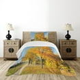 thumbnail image 4 of Ambesonne Fall Quilted Bedspread Set 2 Pcs, Maple Trees Countryside, Twin Size, Pale Blue Yellow Green, 4 of 5