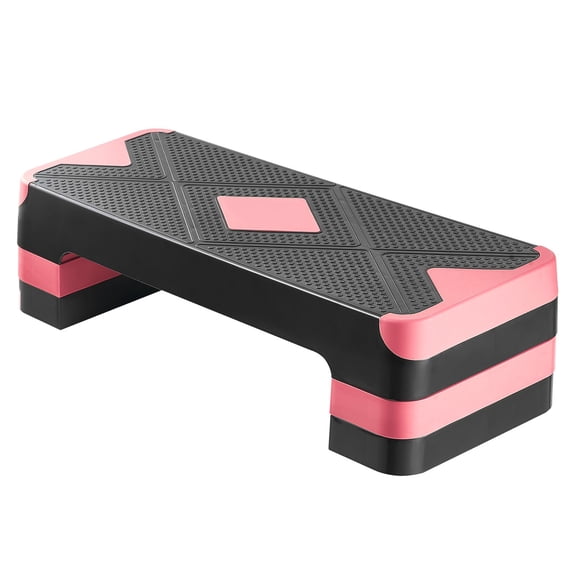 Dranite 28-Inch Aerobic Step Platform with 4 Adjustable Risers, Non-Slip Exercise Stepper for Cardio and Strength Training, Red