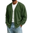thumbnail image 2 of Mens Loose Cardigans Zaewscy Men's V Neck Button Down Cardigan Long Sleeve Loose Casual Jacket Green XL, 2 of 6