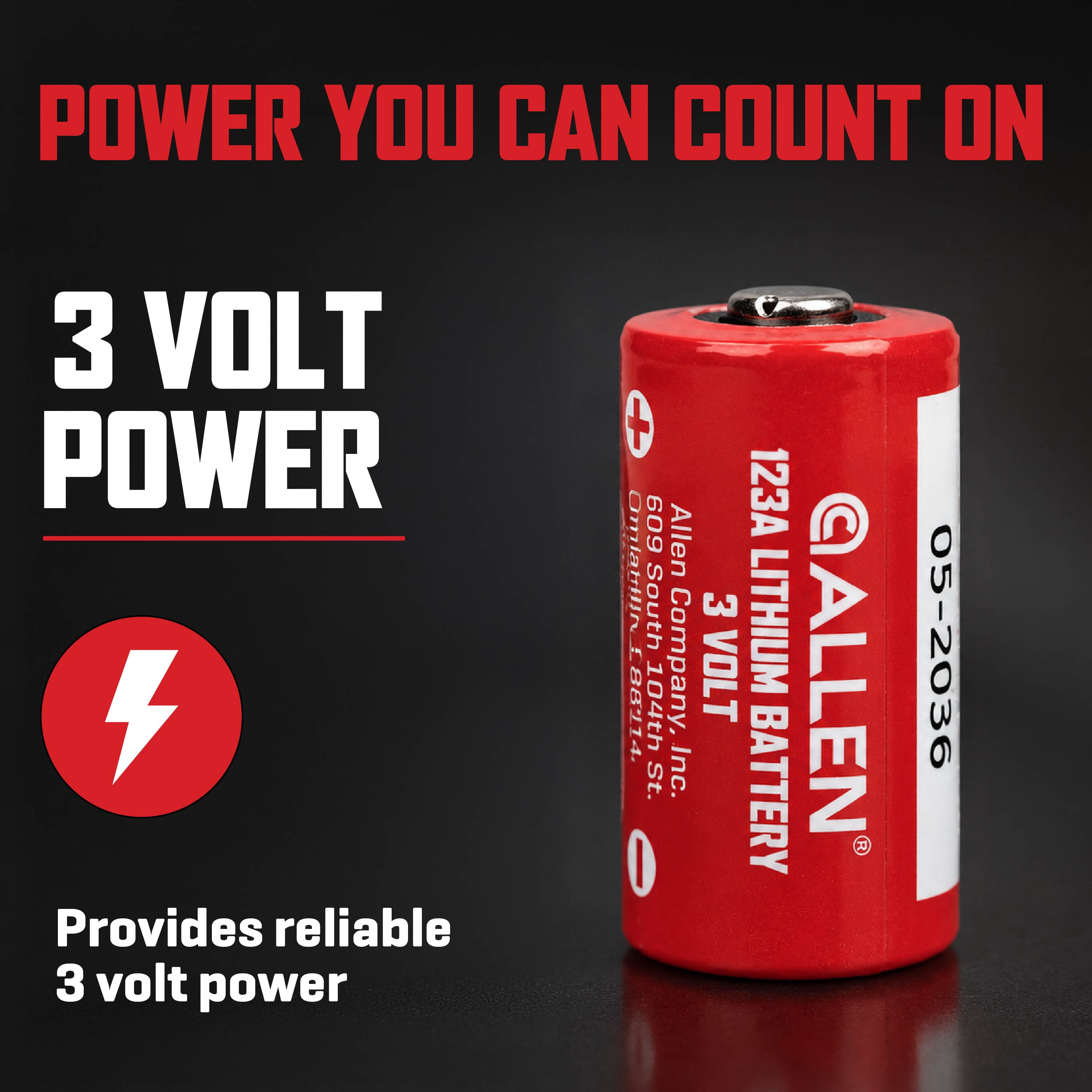 Allen Company CR123A 3V Lithium Batteries, High Performance, 4 Pack