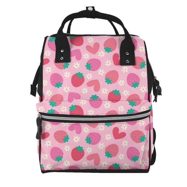 Disketp Haear Strawberry Mochila de Pañales de Gran Capacidad con Múltiples Bolsillos, Mochila de Viaje Multifuncional para Bebé, Unisex, Moderna y Resistente