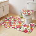 thumbnail image 2 of Pink Orange Floral Bath Mat 3 Piece Bathroom Rug Set, Spring Blossom Botanical Flowers Non Slip Bath Rug Contour Mat and Toilet Lid Cover, Absorbent Shower Mats Soft Bath Rugs and Mats Sets, 2 of 8