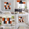 thumbnail image 6 of Burnt Orange Black Grey Kitchen Curtains Sets for Windows 24 Inch Length, Geometric Modernism Color Block Rod Pocket Window Treatments Tier Curtains and Valances Set for Bedroom/Bathroom, 6 of 8