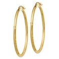 thumbnail image 2 of Primal Gold 14 Karat Yellow Gold Satin and Diamond-cut 2mm Round Tube Hoop Earrings, 2 of 4