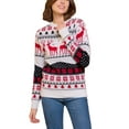 thumbnail image 2 of Elippeo Unisex Christmas Couple Sweater Long Sleeve Round Neck Reindeer Print Knitted Jumpers Matching Christmas Sweaters Knitwear Tops, 2 of 10