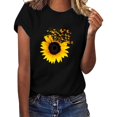 thumbnail image 4 of Moda Mujer Causal Daisy Cuello redondo Blusa estampada Camiseta de manga corta Tops de verano Pompotops  hkajfhjk461260, 4 of 6