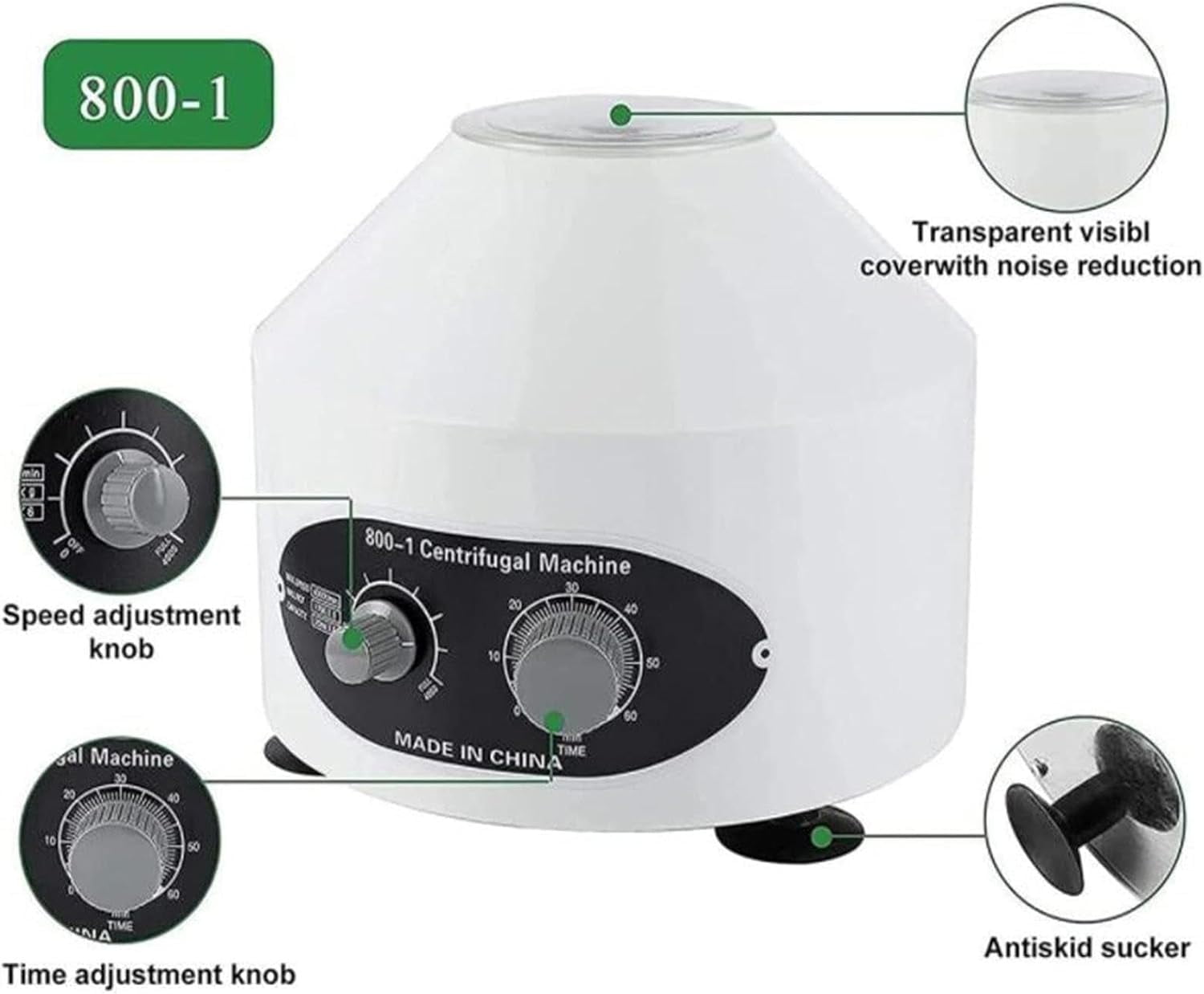 Mini Electric Centrifuge, Low Speed Lab Centrifugal Machine with 4000rpm & 0-60 Timer, Laboratory Separation Equipment