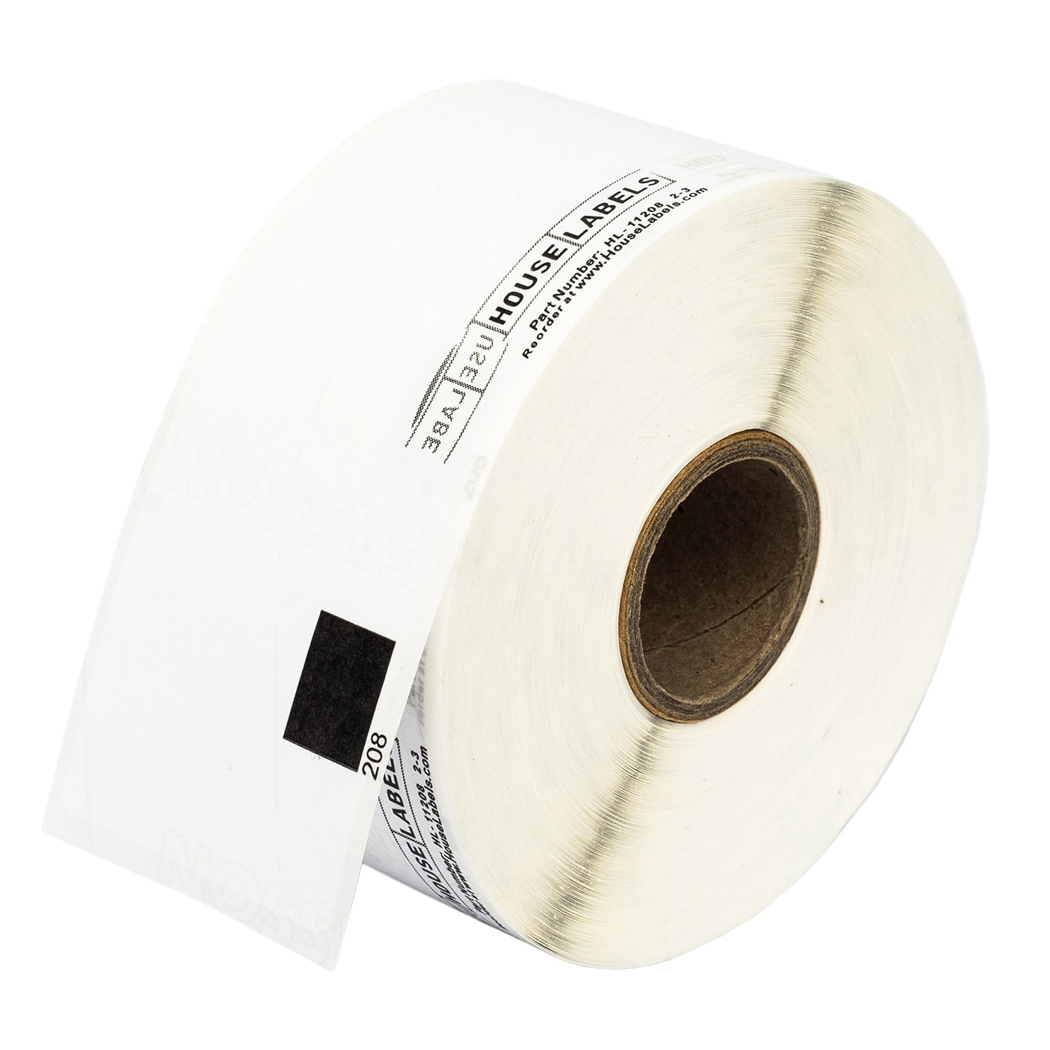 HOUSELABELS Compatible with DK-1208 Replacement Roll for Brother QL Label Printers; 400 Address Labels; 1-1/2" x 3-1/2” (38mm*90mm) with 1 REUSABLE CARTRIDGE - 6 Rolls