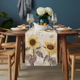 thumbnail image 2 of Yellow Sunflowers Table Runner - 120 Inch Long, Kitchen Dining Table Runner Dresser Scarves, Vintage Flowers Leaves Butterfly Plants Farmhouse Decor for Coffee Tables Wedding Party Banquet, 2 of 8
