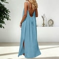 thumbnail image 2 of Xcmzpl Womens Summer Linen Maxi Dress Side Slit Spaghetti Straps Dress Backless Sleeveless Long Flowy Dresses Vestido De Verano Para Mujer, 2 of 8