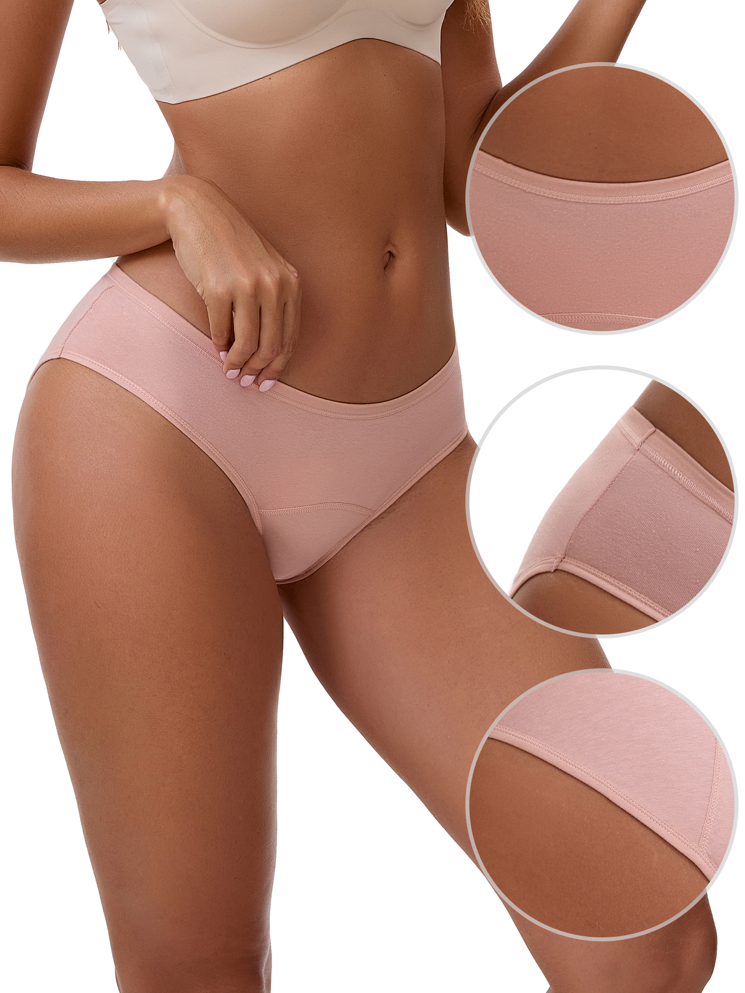 Unique Bargains Women's 3 Layers Leak Proof Cotton Briefs L Pink