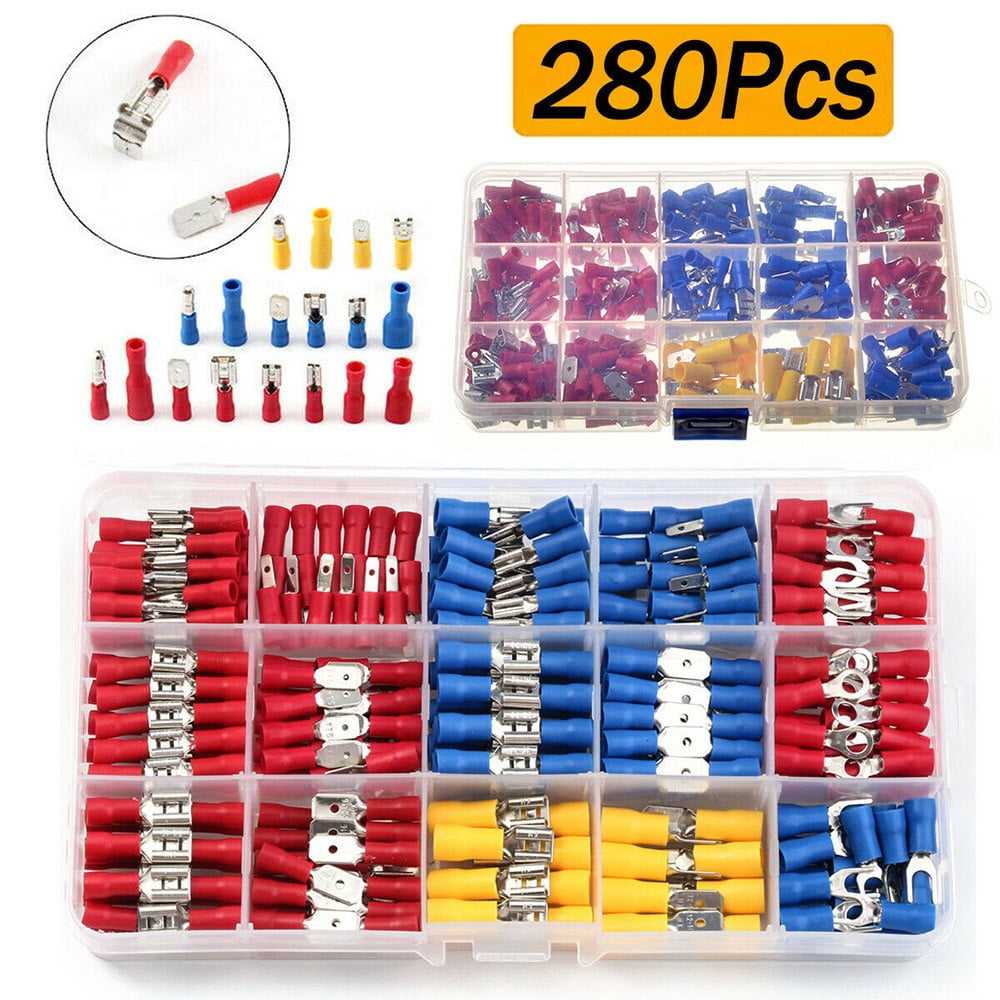 280x Terminals Electrical Wire Connector Kit Assorted Insulated Crimp Spade Set 