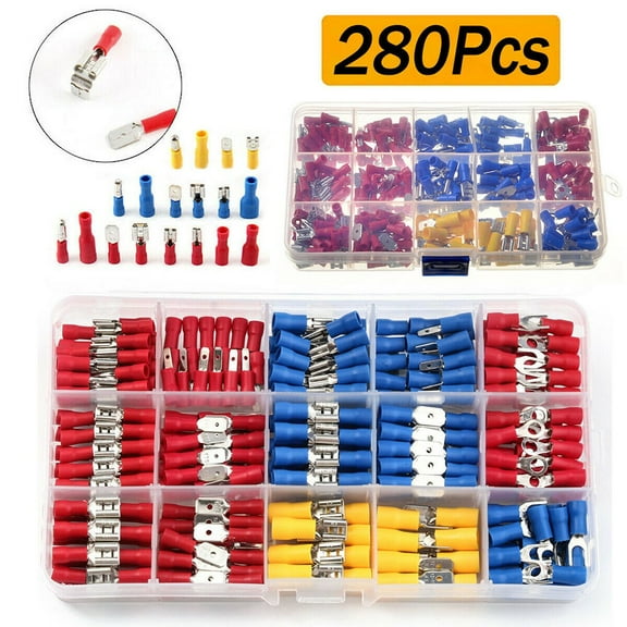 280PCS Assorted Crimp Spade Terminal Insulated Electrical Wire Connector Kit Set