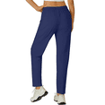 thumbnail image 4 of Women's Pants BWASD Casual Straight Leg Trousers with Pockets Adjustable Slim-Fit Stretchy Cropped Tapered Navy S-XXXL Business Office Outfit Ladies Slacks, 4 of 8