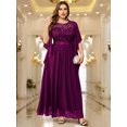 thumbnail image 4 of Miusol Women's Plus Size Elegant Butterfly Sleeve Chiffon Sequin Lace Bodice Evening Party Long Dress, 4 of 9