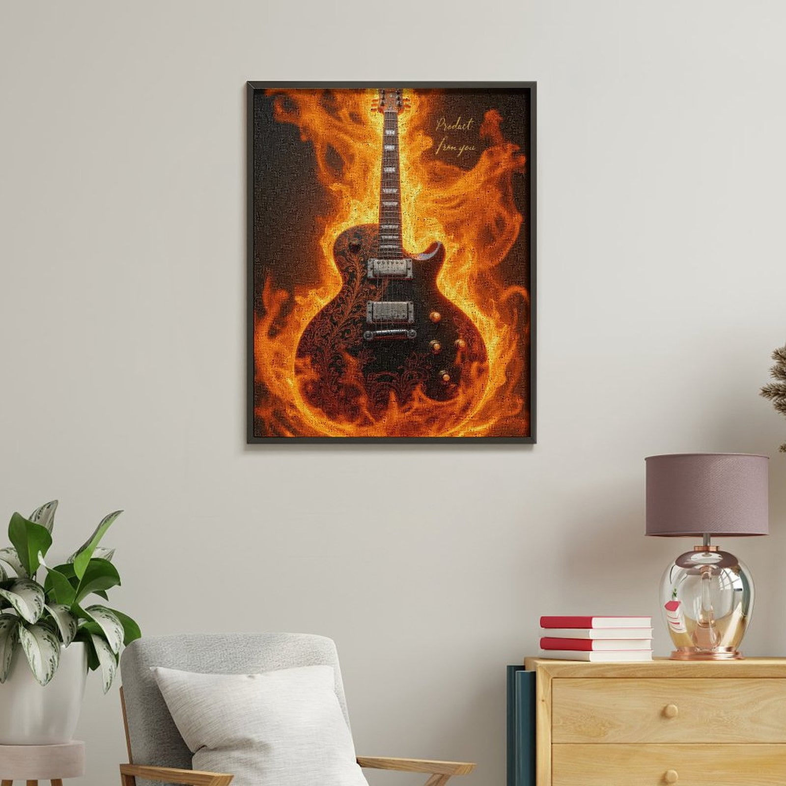 Paint By Numbers Kit for Adults Beginner - DIY Fiery Guitar Artistry Canvas Painting Kits for Adults, Frameless Paint By Number for Adults for Home Wall Decor 16x20 Inch