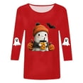 thumbnail image 6 of mgoYE Halloween Shirts for Women 3/4 Sleeve Fall Shirts for Women V Neck Pumpkin Ghost Graphic Halloween Thanksgiving Party Tops(Red,3XL), 6 of 6