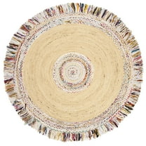 SAFAVIEH Cape Cod Keeleigh Geometric Area Rug, Ivory/Light Beige, 9' x 9' Round
