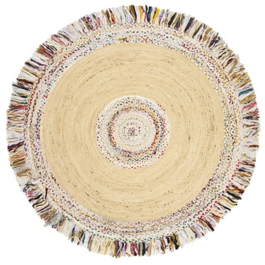 SAFAVIEH Cape Cod Keeleigh Geometric Area Rug, Ivory/Light Beige, 9' x 9' Round
