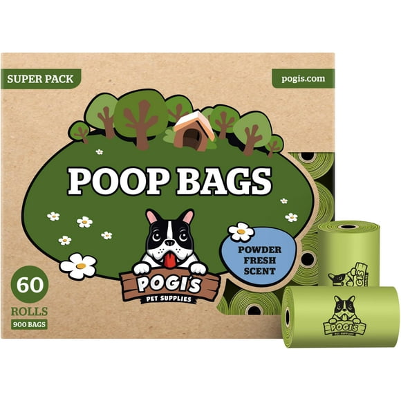 Pogiâs Sacs à Excréments - Grands, Sacs à Déchets pour Animaux Étanches, Parfum Frais - 60 Rouleaux (900 Sacs)